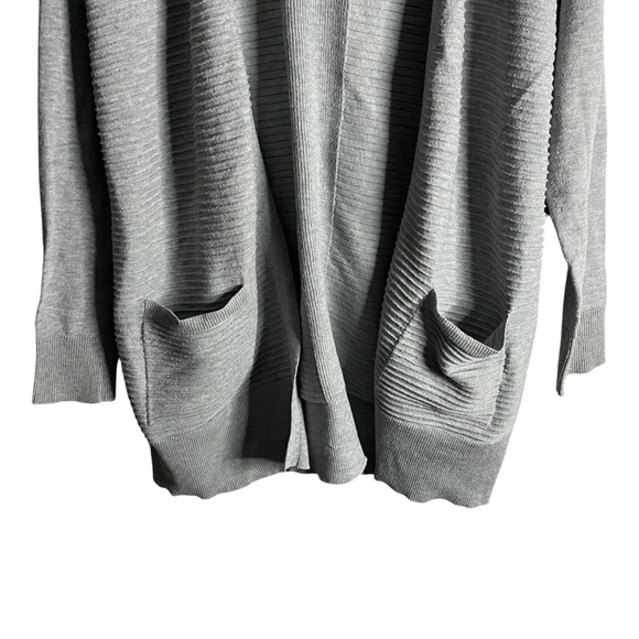 Peyton Primrose Women's Gray Ribbed Open Front Cardigan - Picture 3 of 6